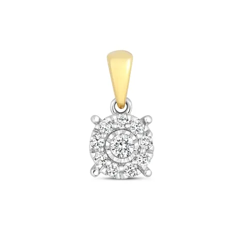 0.20ct Diamond Brilliant Illusion Pendant - 9ct Yellow Gold